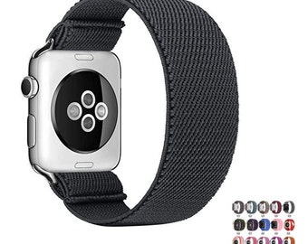 Stijlvolle collectie elastische nylon geweven horlogebandjes met enkele lus, compatibel met Apple Watch #41 ~ #81 (wb3)