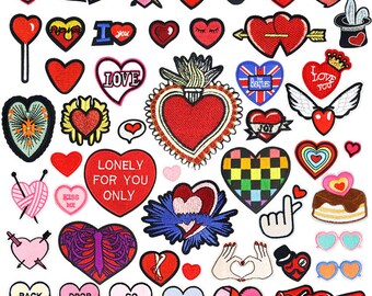 20 pcs of Wholesale Iron on Fabric Patch for Clothing / Bulk Embroidered Sew on Applique Cute Patch DIY Accessories - Lovely heart (WFB-20)