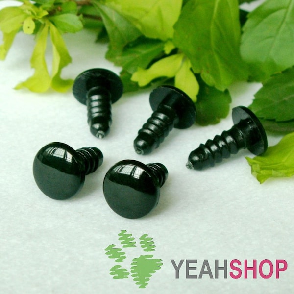 Black Round FLAT Safety Eyes Plastic Doll Eyes (BFE) - 20 Pairs - 12mm 15mm 18mm 20mm