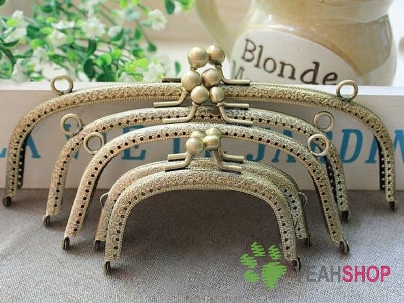 Antique Brass Embossed Curve Purse Frame PF-25 8.5cm / 10cm / 12cm / 15cm / 20cm imagem 2