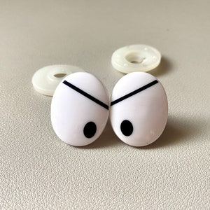 27mmx21mm Black and White Oval Comic Eyes / Safety Eyes / Printed Eyes / Toy Eyes