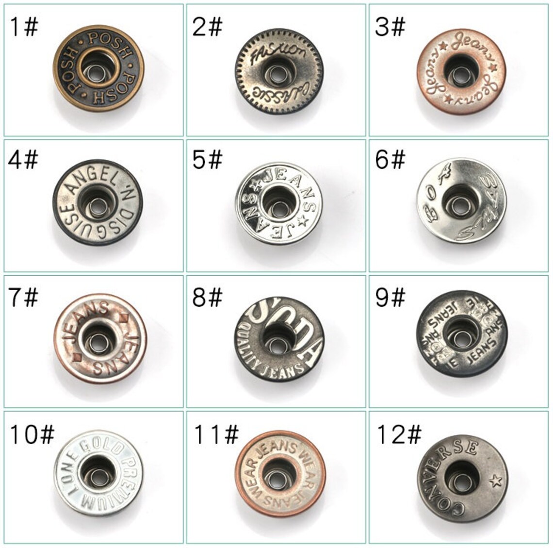 Round Metal Jeans Buttons / Snap Buttons With Rivets and Tool Etsy