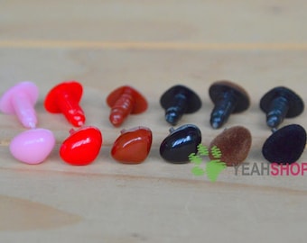 12mm Triangle Safety Nose / Plastic Doll Nose - Black / Pink / Red / Brown / Black Flocking / Brown Flocking