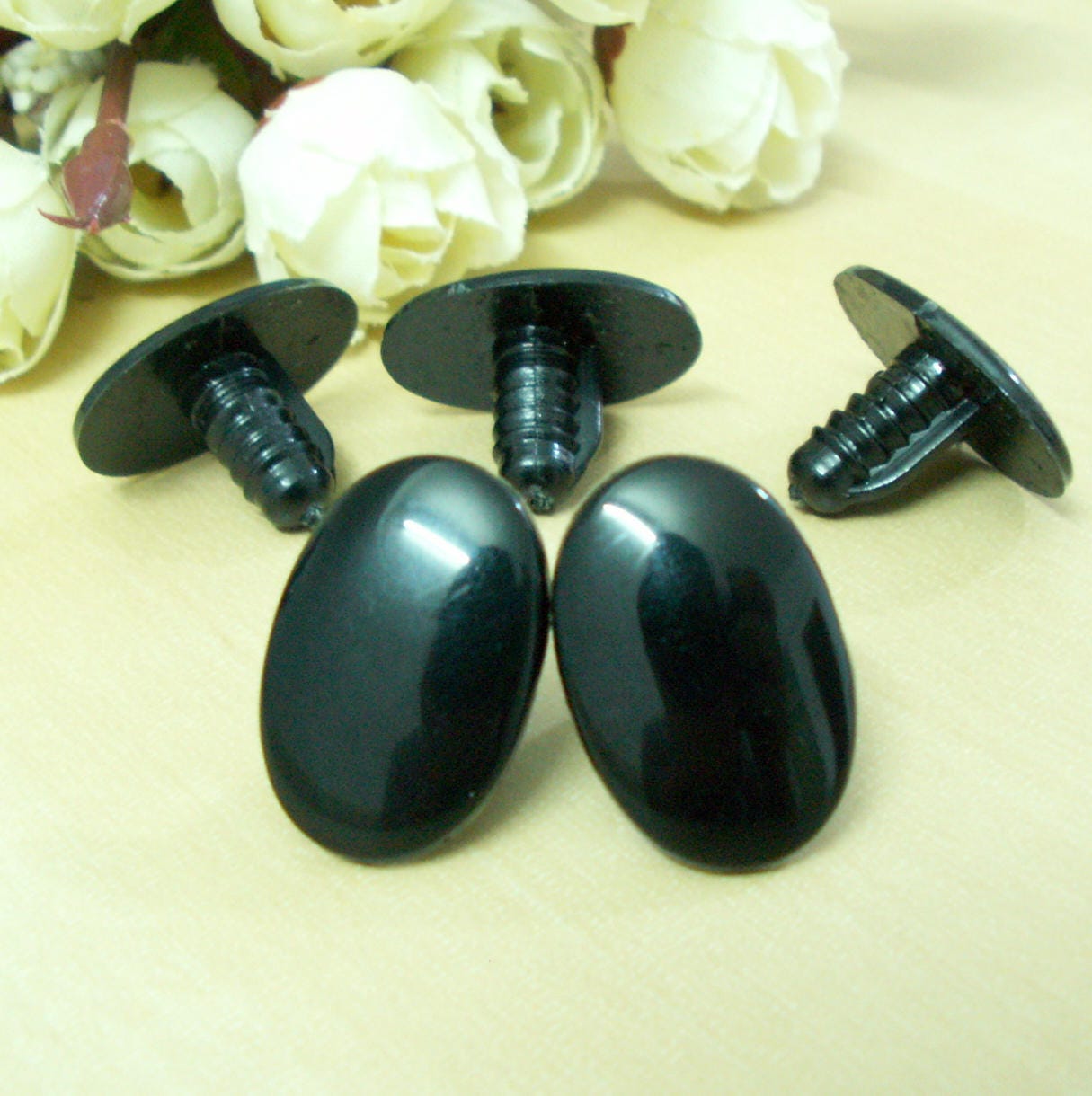 14mm Black Amigurumi Safety Eyes in Black Plastic for Doll 