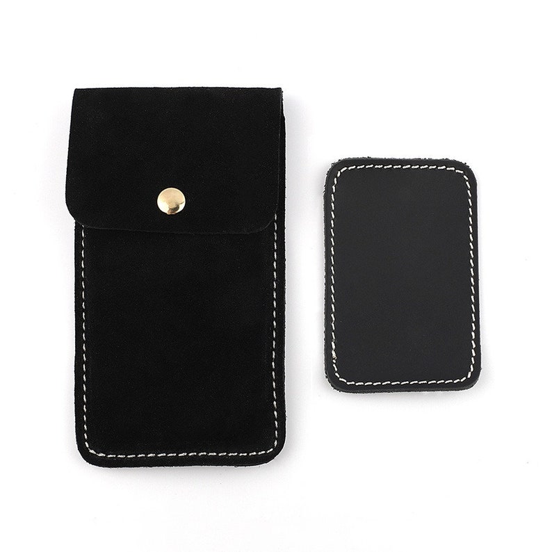 Genuine Leather Watch Case Pouch Protective Felt Lining for Timepieces, Stylish and Durable Storage Solution Black