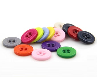 9mm / 12.5mm / 15mm / 18mm / 20mm / 25mm Multi-color Resin Buttons, Colored buttons, Kids buttons, Baby buttons - 1 Pack / 100 PCS (PBT21)