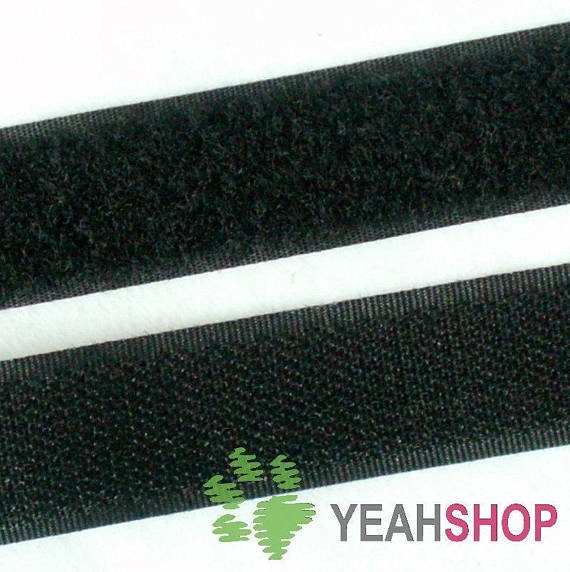 Single sided self-adhesive velcro (Black) 20mm wide, hook & loop pair