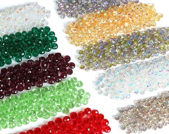 4mm/6mm/8mm Electroplated Glass Crystal Beads Flat Cut Surface Scatter Beads for DIY Jewelry Accessories Findings Charm Beads