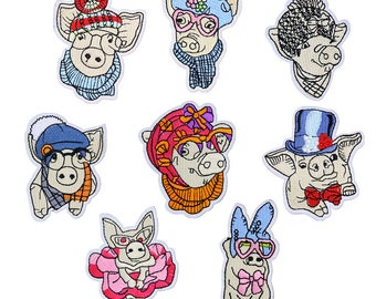 10 pcs of Wholesale Iron on Fabric Patch for Clothing /Embroidered Sew on Applique Garment DIY Apparel Accessories - Cute Pig (WFB-56)