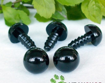 Black Round Safety Eyes Plastic Doll Eyes (BE) - 20 Pairs - 12mm 13mm 14mm 15mm 16mm 18mm 20mm