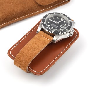 Genuine Leather Watch Case Pouch Protective Felt Lining for Timepieces, Stylish and Durable Storage Solution zdjęcie 2
