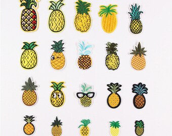 20 pcs of Wholesale Iron on Fabric Patch for Clothing / Bulk Embroidered Sew on Applique Cute Patch Apparel Accessories - Pineapple (WFB-2)