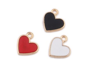 30PCS Alloy Enamel Drop Oil Lovely Heart Pendant DIY Necklace Findings Charms for Accessories Jewelry Making (JP352)