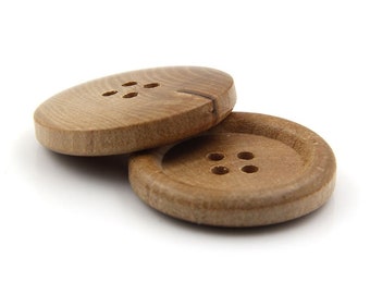 1 Pack of Handmade DIY Buttons Round Wooden Buttons Natural Log Color Thin Edge Four Holes Buttons Retro High-end Wooden Buttons (WBT2)