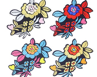 10 pcs of Wholesale Iron on Fabric Patch for Clothing / Sew on Applique Patch Fabric Badge Garment DIY Apparel Accessories - Flowers (WFB-5)