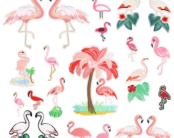 20 pcs of Wholesale Iron on Fabric Patch for Clothing / Bulk Embroidered Sew on Applique Patch Fabric Apparel Accessories - Flamingo (WFB-3)