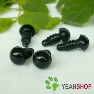 Black Round Safety Eyes Plastic Doll Eyes (BE) - 30 Pairs - 3mm 4mm 4.5mm 5mm 5.5mm 6mm 6.5mm 7mm 7.5mm 8mm 9mm 10mm