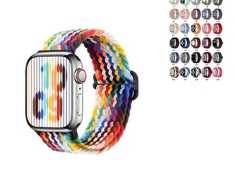 Bracelet de montre réglable en nylon multicolore compatible avec Apple Watch - Design tissé durable et élégant avec un ajustement confortable (wb6)