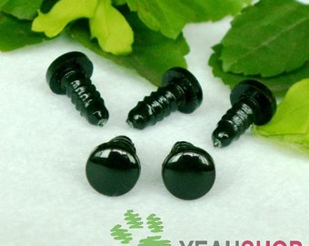 Black Round FLAT Safety Eyes Plastic Doll Eyes (BFE) - 30 Pairs - 4mm 6mm 7mm 8mm 9mm 10mm