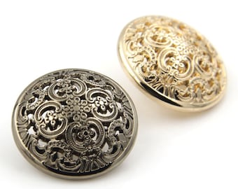 Golden / Gunmetal / Antique Brass Metal Vintage Metal Cutout Buttons - 15mm / 18mm / 20mm / 23mm / 25mm (MBT12)