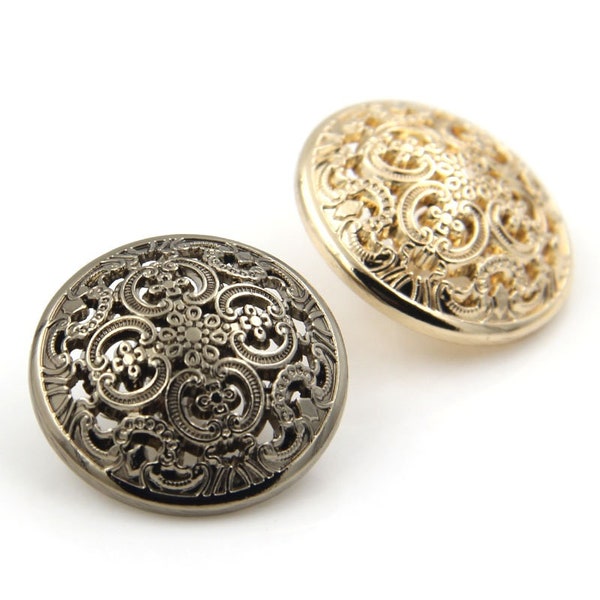 Golden / Gunmetal / Antique Brass Metal Vintage Metal Cutout Buttons - 15mm / 18mm / 20mm / 23mm / 25mm (MBT12)