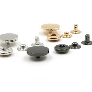 Gunmetal / Golden / Silver Metal Flat Round Press Buttons / Popper Buttons 10mm / 12mm / 15mm / 18mm / 20mm / 23mm / 25mm 6 Sets MBT5 afbeelding 6