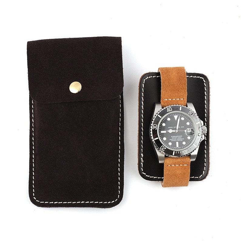 Genuine Leather Watch Case Pouch Protective Felt Lining for Timepieces, Stylish and Durable Storage Solution zdjęcie 10