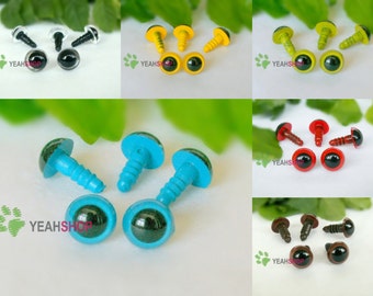 10mm sécurité coloré yeux yeux de poupée en plastique / les yeux de sécurité / Amigurumi Eyes - clair / jaune / herbe verte / bleu / rouge / marron