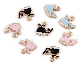 20PCS Alloy Enamel  Little Whale Bone Pendant DIY Necklace Findings Charms for Accessories Jewelry Making (JP367)