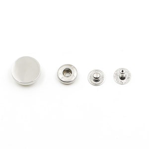 Gunmetal / Golden / Silver Metal Flat Round Press Buttons / Popper Buttons 10mm / 12mm / 15mm / 18mm / 20mm / 23mm / 25mm 6 Sets MBT5 afbeelding 4
