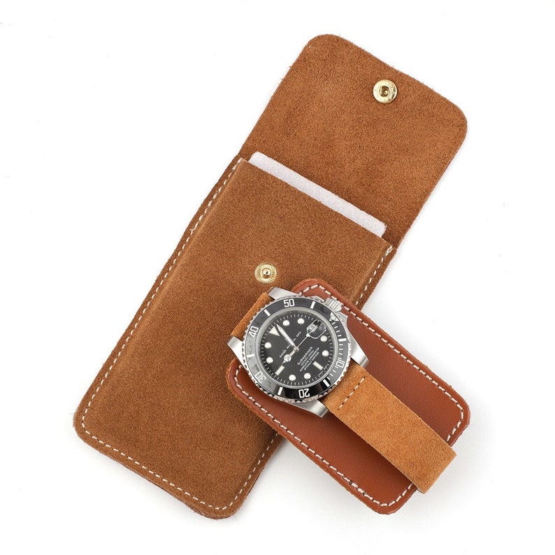 Genuine Leather Watch Case Pouch Protective Felt Lining for Timepieces, Stylish and Durable Storage Solution zdjęcie 1