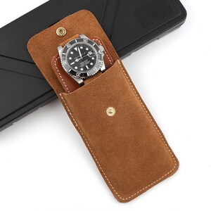 Genuine Leather Watch Case Pouch Protective Felt Lining for Timepieces, Stylish and Durable Storage Solution zdjęcie 3