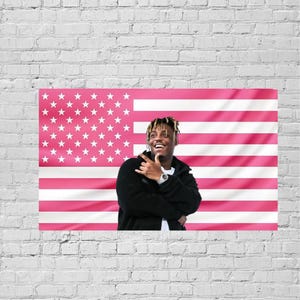 Tapisserie drapeau Juice WRLD - oeuvre d&#39;art murale de rappeur - décoration de dortoir hip hop - cadeau de fan de musique pour les amateurs de rap