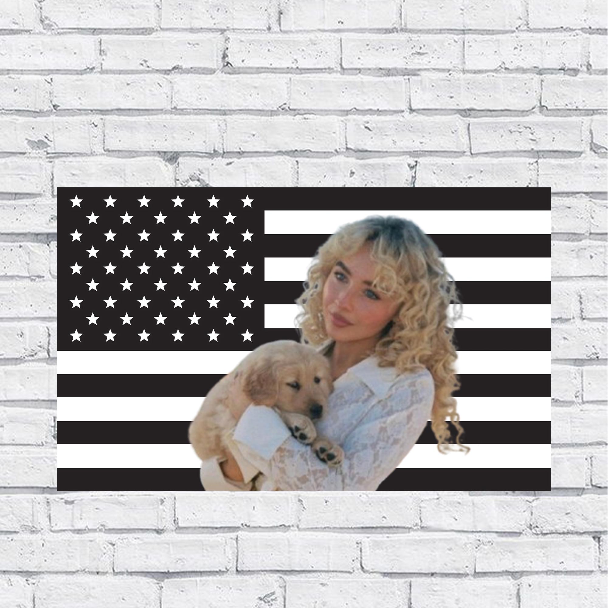 Black American Flag Sabrina Carpenter Tapestry – Pop Singer Wall