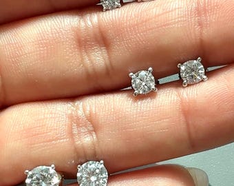 Lab Diamond Stud Earrings| 18 White Gold| Mothers day Gift|