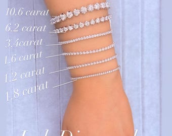 Lab Grown VVS Diamond Tennis Bracelet | 18K Solid White Gold, Stackable 0.9-10.6ct