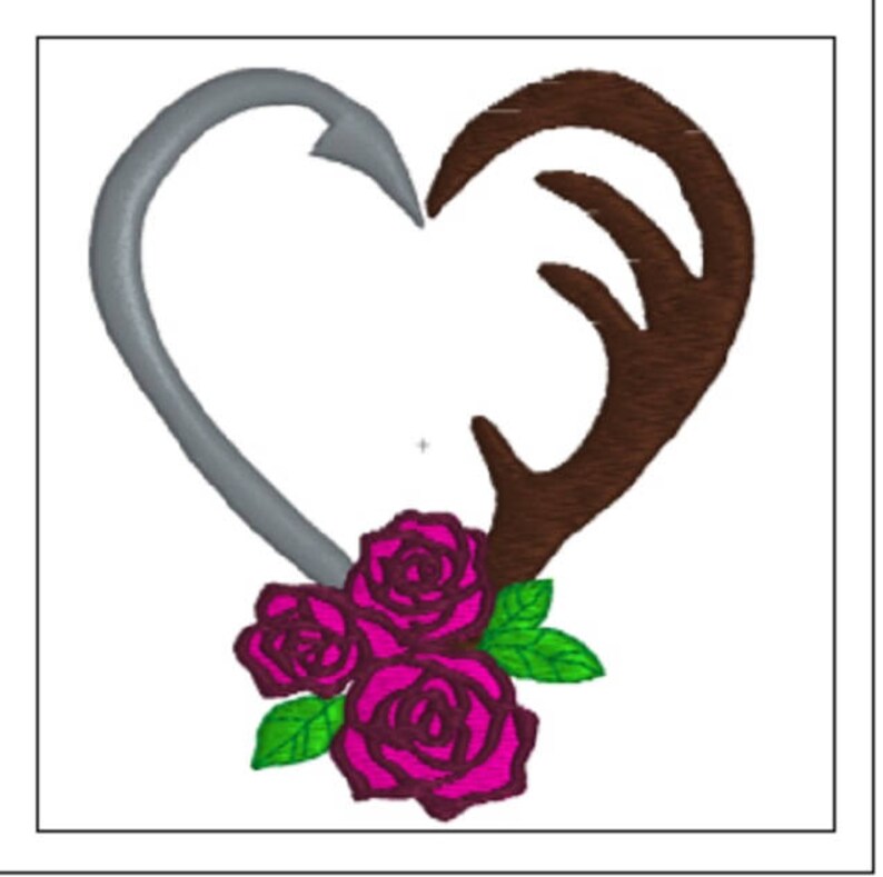 Download Fish hook Deer Antler rose heart monogram frame Girl ...