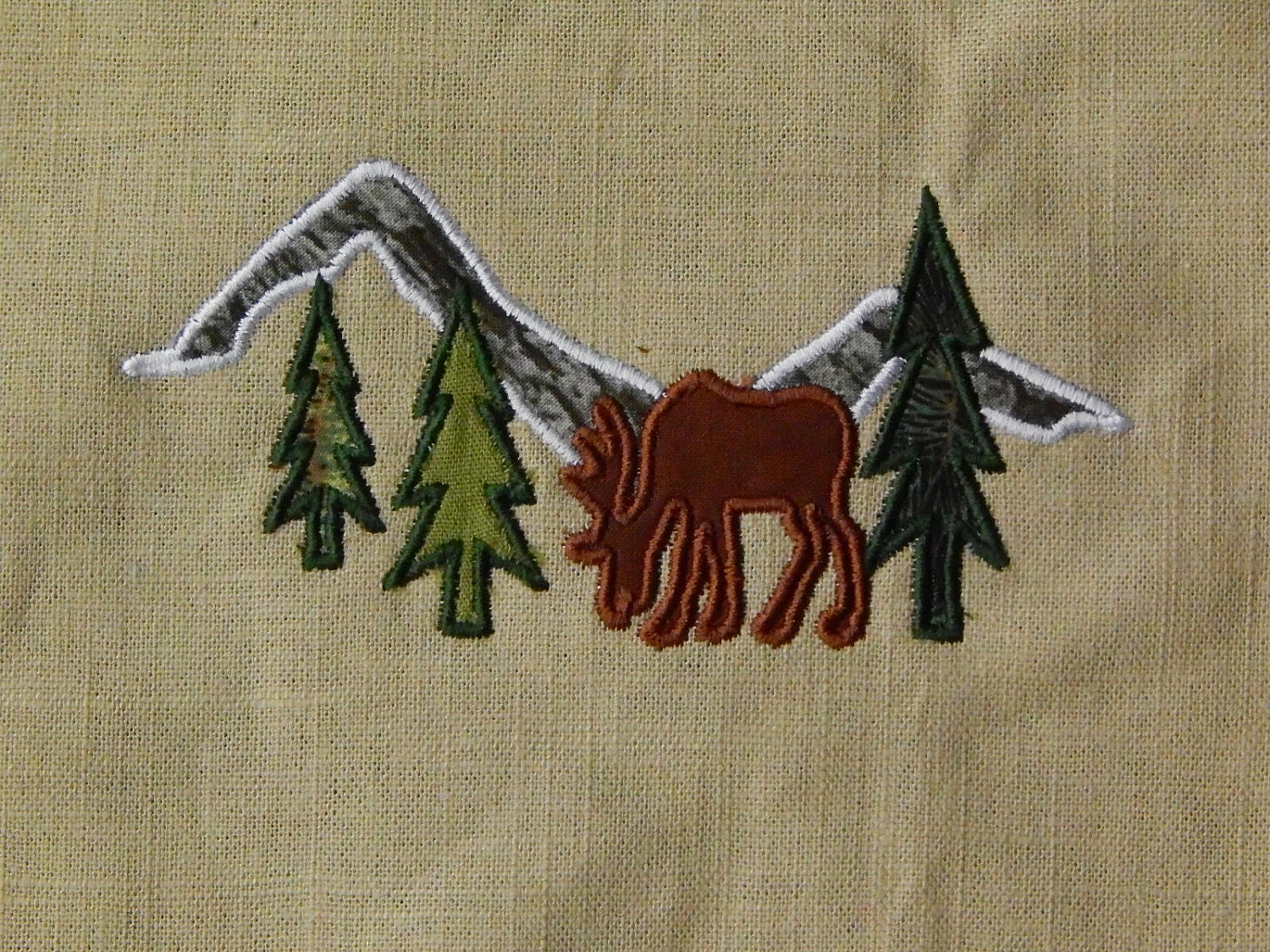 Moose Applique Mountain Scene Machine Embroidery Digital - Etsy