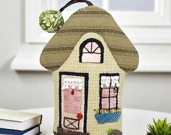 Hand Sewn Cotton Key Cover: Quilted Patchwork House Design