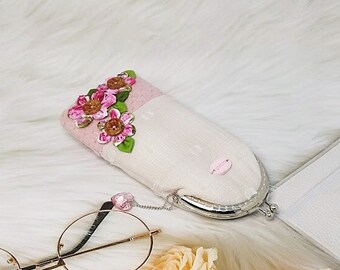 Fabric glasses case Retro eyeglass Case Soft eyeglass Case Kiss lock Handmade glass case Glasses case