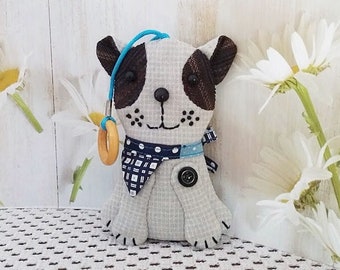 Handmade Dog Key Cover: Quilted Cotton Key Fob