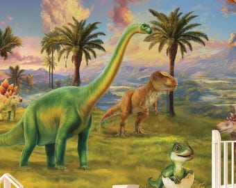 Dinosaur Wallpaper Kids T-Rex Jurassic Nursery Boys Room Peel and Stick Removable