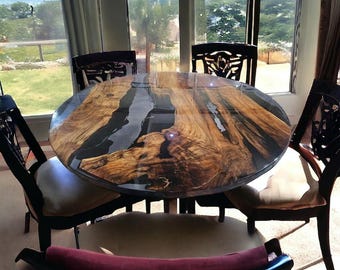 Round epoxy dining Table, Round epoxy table, Round black epoxy table, round epoxy coffee table, Round Wood Table, Round translucent table