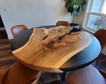 Round epoxy dining Table, Round epoxy table, Round black epoxy table, round epoxy coffee table, Round Wood Table, Round Dining Table.