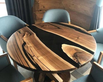 Round epoxy dining Table, Round epoxy table, Round black epoxy table, round epoxy coffee table, Round Wood Table, Round Dining Table.