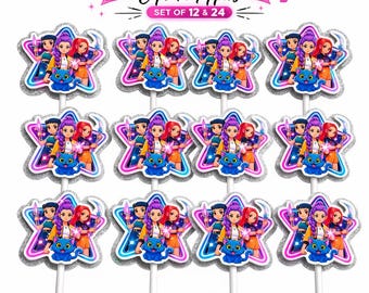 Kpop Demon Hunter Cupcake Toppers – Birthday Party Picks (Set of 12 or 24)