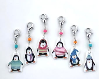 Penguin progress keepers, crochet markers, removable stitch markers