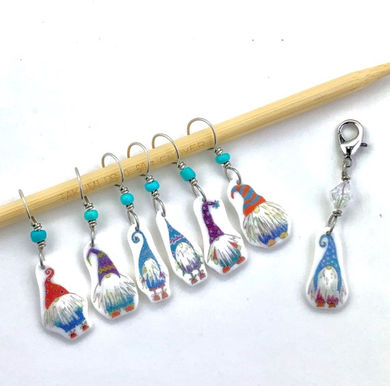 Gift for Knitters Knitting Stitch Markers Green Knit Mitten Progress Keeper