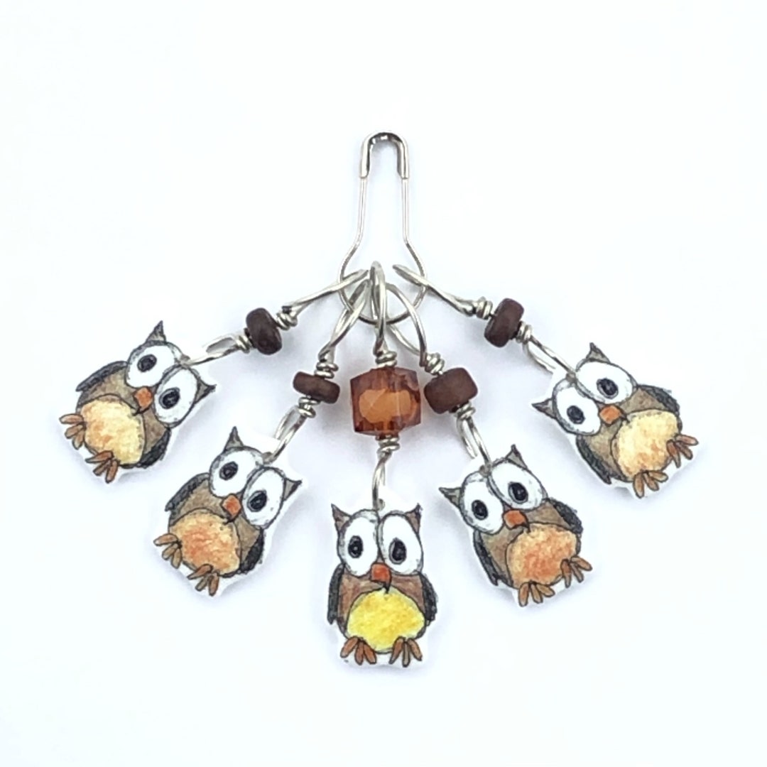 Owl Stitch Markers Whimsical Set of 5 Snag Free Etsy