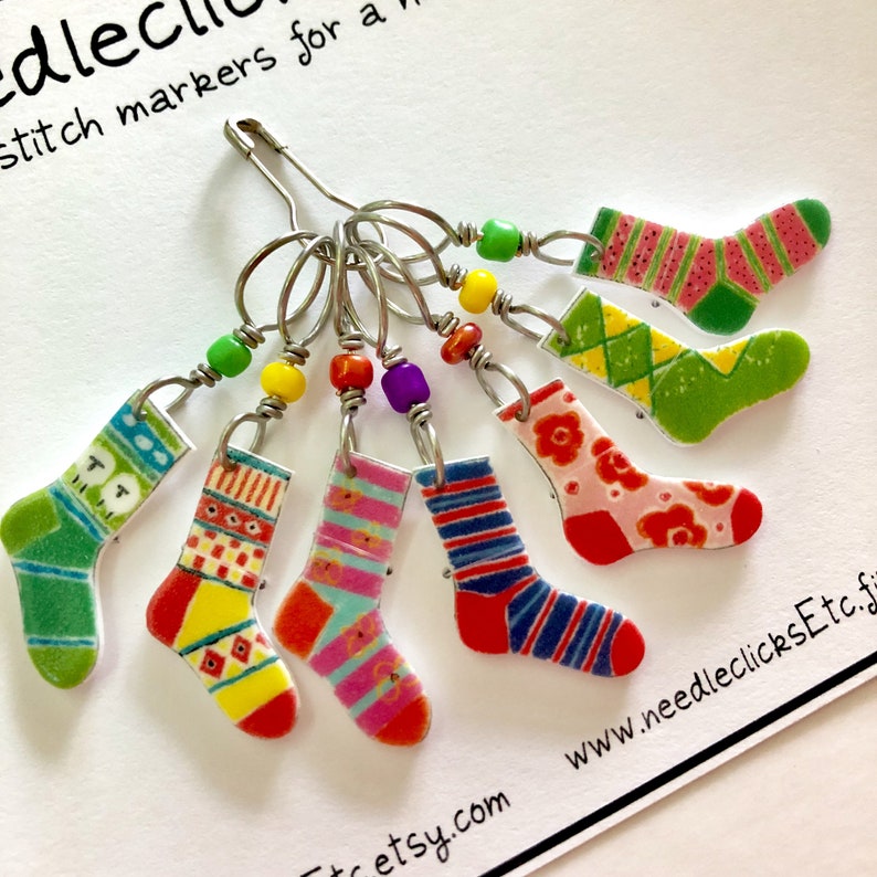 Crazy Socks 2 Stitch Markers Colorful Knitting Accessory Etsy